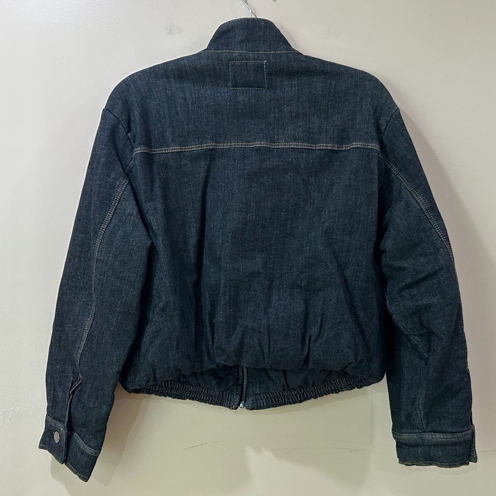 NWT ZARA Dark Wash Oversized Jean Jacket Big Front Patch Pockets Rigid Cotton S - Picture 5 of 12